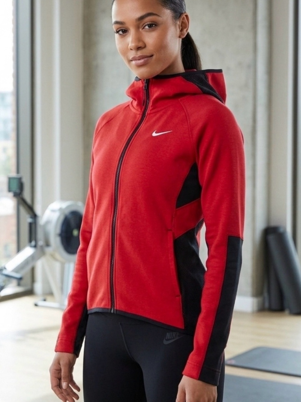 Nike Red Dri-FIT Performance full zip hoodie with Black Trim